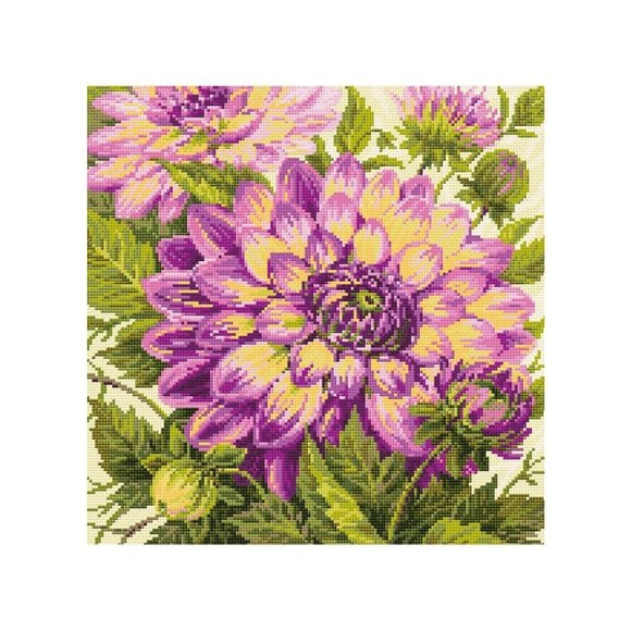 Dahlias Diamond Mosaic Embroidery Kit By RIOLIS - Picture 1 of 3